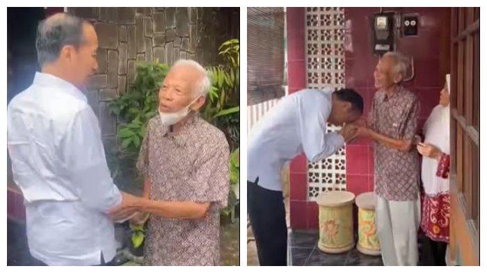 Jokowi saat bersilaturahmi ke kediaman Ir Kasmudjo, dosen pembimbing akademiknya saat kuliah di Fakultas Kehutanan UGM
