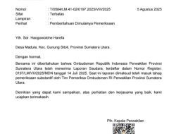 Ombudsman RI Perwakilan Sumut Mulai Periksa Laporan Dugaan Maladministrasi di Desa Madula