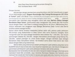 HAK JAWAB & KLARIFIKASI: Bendahara Desa Tumori Bantah Cairkan Upah Pekerja WC, Tegaskan Tak Terkait Soal “Uang Talangan”